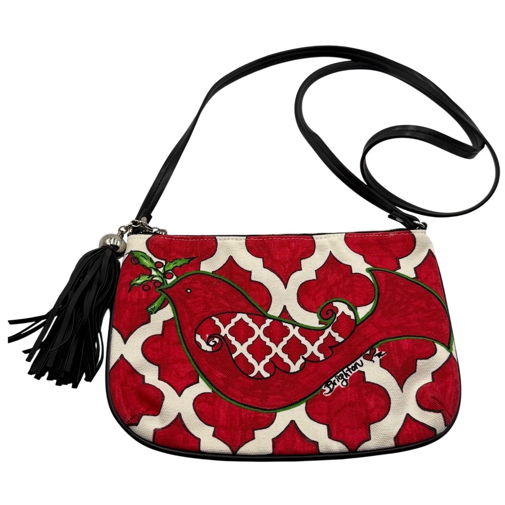 Brighton love dove Crossbody Bag Small Red White Canvas Festive Whimsical